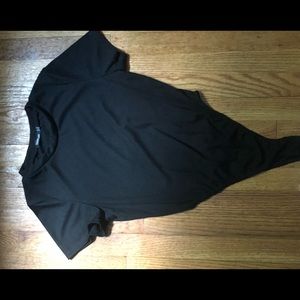 Boohoo T-Shirt Ribbed Black Bodysuit